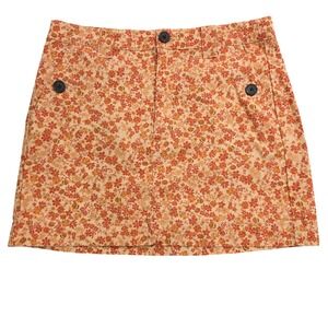 Vintage Wild Fable Womens‎ 4 Orange Floral Denim Mini Grunge Punk Whimsical Edgy